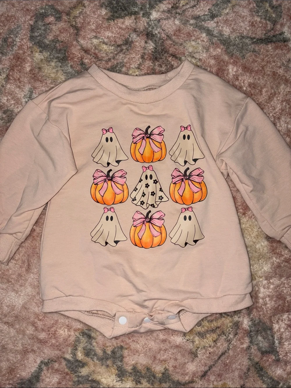 Baby Pink Pumpkin & Ghost Graphic Bodysuit